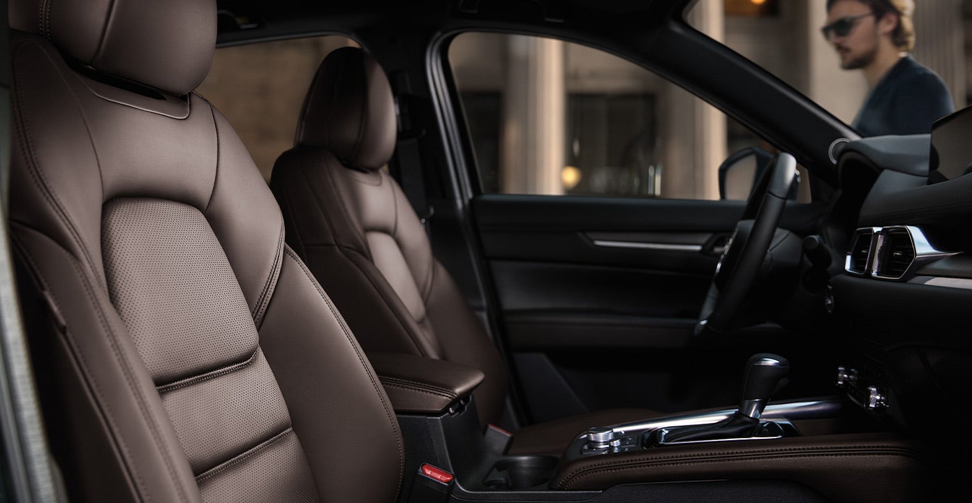Front Interior of 2020 Mazda CX-5 with leather seats | Atzenhoffer Mazda in Victoria, TX